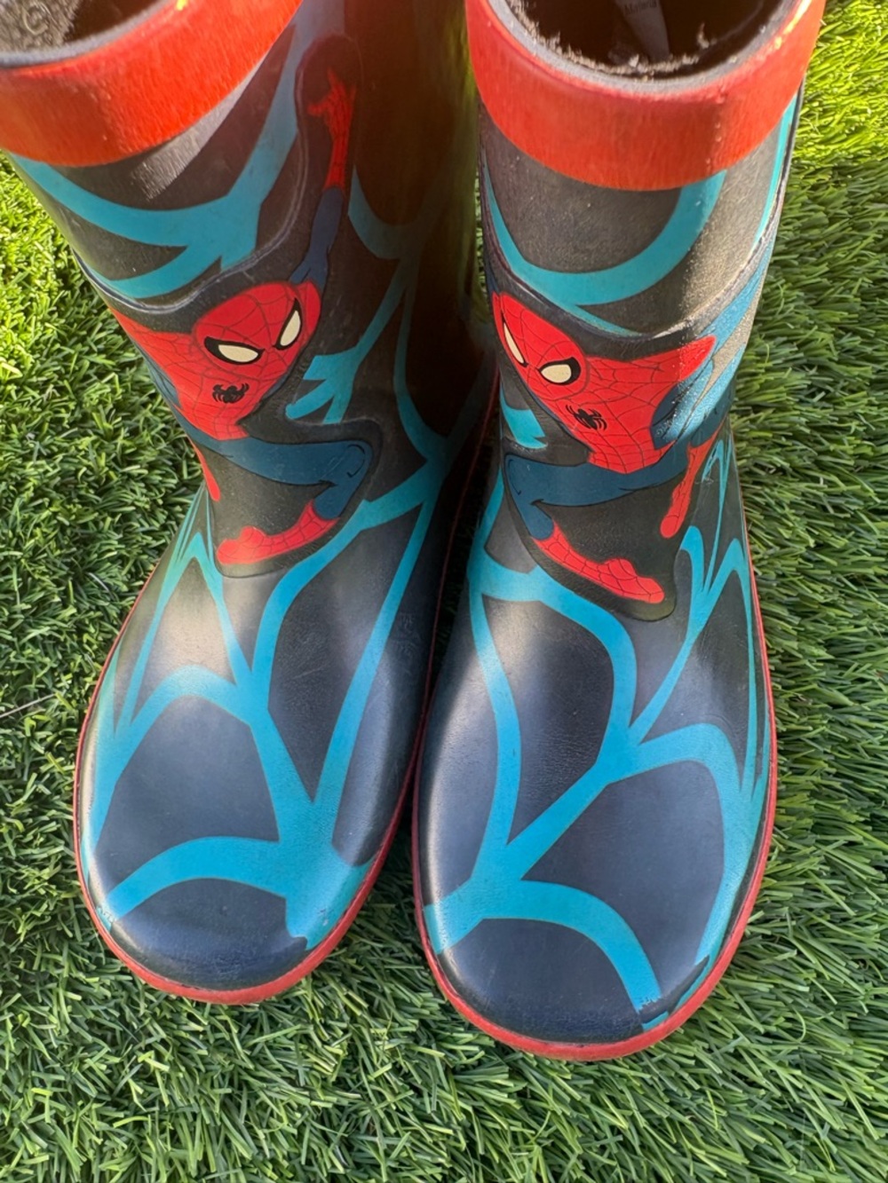 Spiderman Black, Red & Blue Kids Rain Boots size 11c kids